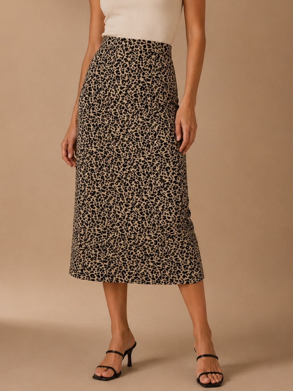 Gilli Leopard Print Pencil Midi Skirt Size Large Animal Print Office Chic